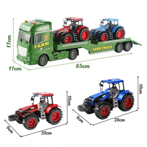 WOOPIE Samochód Laweta z Traktorami Farma Światła Dźwięki