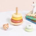 TOOKY TOY Drewniana Układanka Sensoryczna Piramidka Miś Sensoryczny Kolorowy Stacker
