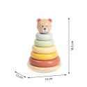 TOOKY TOY Drewniana Układanka Sensoryczna Piramidka Miś Sensoryczny Kolorowy Stacker