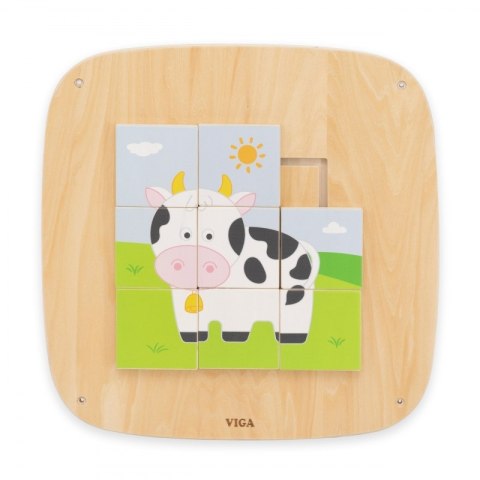 VIGA Drewniana Tablica Manipulacyjna Sensoryczna Układanka Obrazkowa