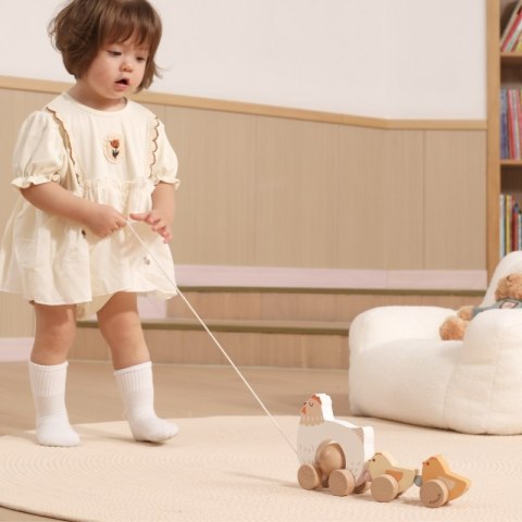 VIGA PolarB Drewniana Kurka z Pisklętami do Ciągnięcia