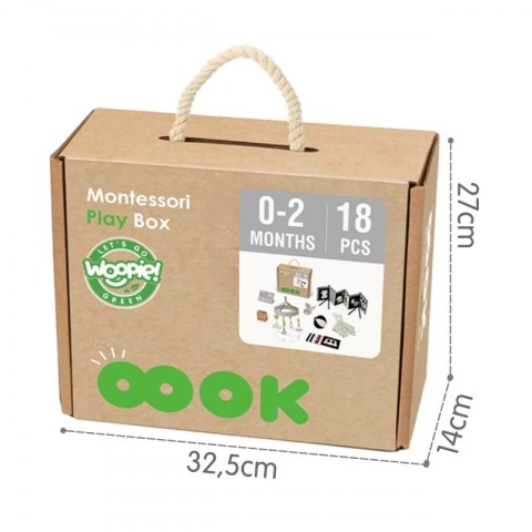 WOOPIE GREEN Box Pudełko XXL Montessori Edukacyjne 7w1 Sensoryczne 0-2 Miesiące 18el. FSC