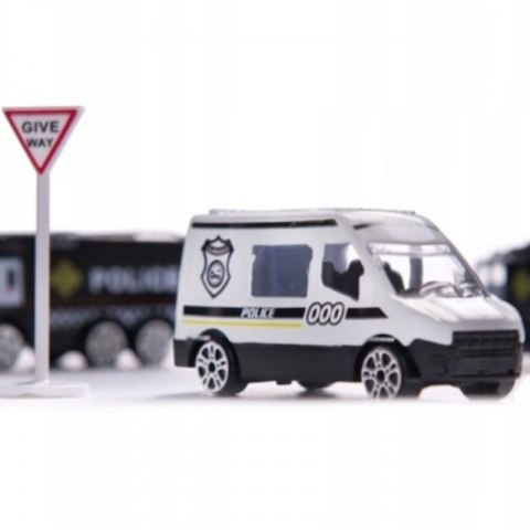 WOOPIE Samolot Rozkładany Transporter Policja z 3 Autami Policyjnymi Zestaw XL Znaki Drogowe