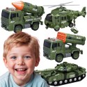 WOOPIE Zestaw Pojazdów Wojskowych z Wyrzutnią Czołg Helikopter 4SZT Skala 1:20