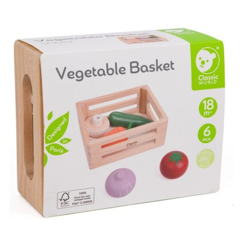 CLASSIC WORLD Zestaw Drewnianych Warzyw w Koszyku 6 el.