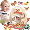TOOKY TOY Drewniana Składana Farma w Walizce ze Zwierzątkami