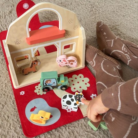 TOOKY TOY Drewniana Składana Farma w Walizce ze Zwierzątkami
