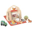 TOOKY TOY Drewniana Składana Farma w Walizce ze Zwierzątkami