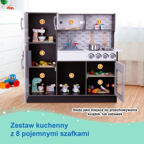 TOOKY TOY Kuchnia Drewniana Nowoczesna Akcesoria