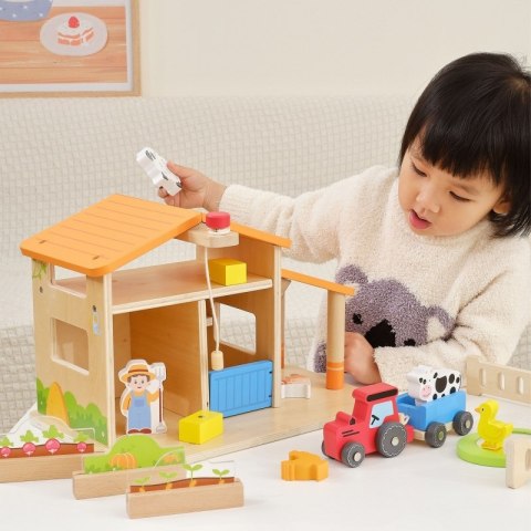 VIGA Drewniana Farma Dom Farmera Z Ogródkiem I Traktorem 21 el