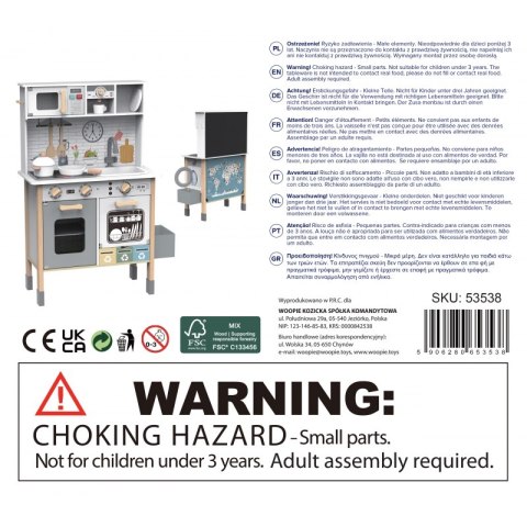 WOOPIE GREEN Drewniana Interaktywna Kuchnia 9w1 z Pralką i Tablicą