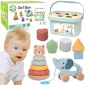 WOOPIE GREEN Pudełko Sorter Box 3w1 Klocki Piramidka Słonik FSC