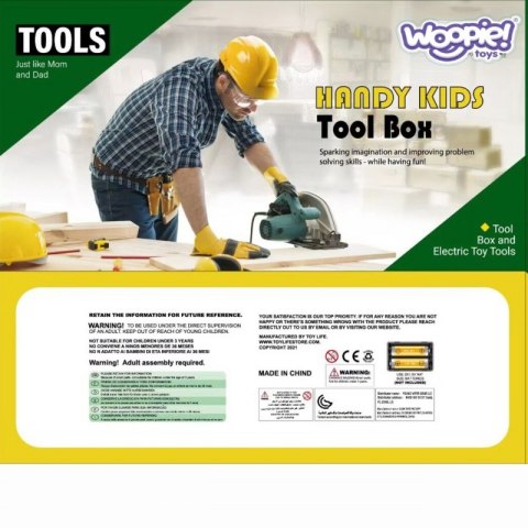 WOOPIE Duża Skrzynka z Narzędziami dla Dzieci Zestaw Majsterkowicza Wkrętarko-Wiertarka 15 el.