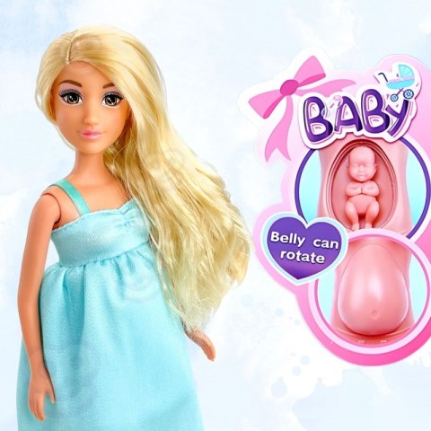 WOOPIE ROYAL Lalka Lily z Brzuszkiem w Ciąży Niemowlak Błękitna Sukienka