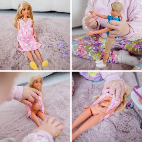 WOOPIE ROYAL Zestaw Lalek Rodzina Lily w Ciąży Tata Niemowlak Wózek Akcesoria