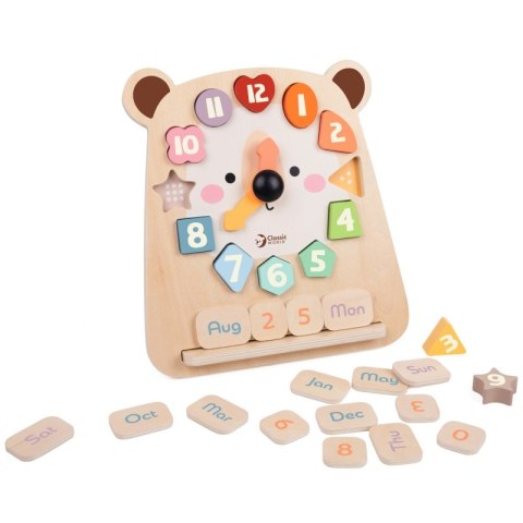 CLASSIC WORLD Zegar Miś Montessori Edukacyjny 3w1 Nauka Czasu Liczenia i Daty