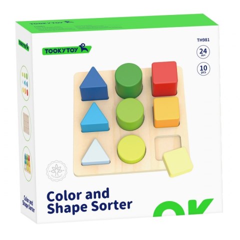 TOOKY TOY Drewniany Sorter Kształtów i Kolorów Układanka Montessori