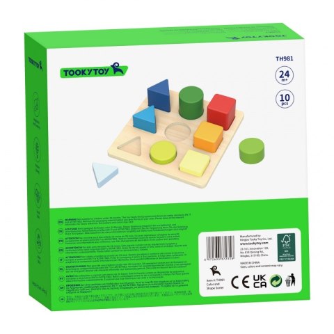 TOOKY TOY Drewniany Sorter Kształtów i Kolorów Układanka Montessori