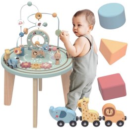 TOOKY TOY Drewniany Stolik Edukacyjny Montessori XXL Dla Dzieci 2+ Interaktywny Kolejka