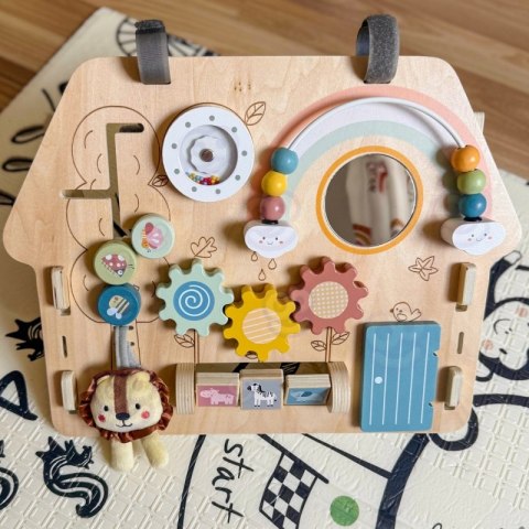 TOOKY TOY Duża Drewniana Tablica Manipulacyjna Domek - Centrum Aktywności