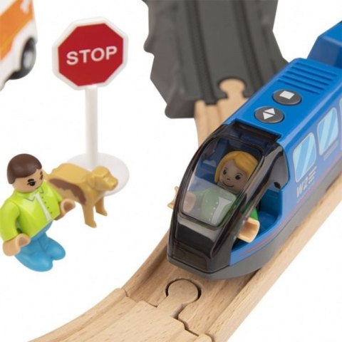 Tooky Toy Drewniana Kolejka Elektryczna Straż Pożarna Efekty Dźwiękowe 70 el. FSC