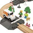 Tooky Toy Drewniana Kolejka Elektryczna Straż Pożarna Efekty Dźwiękowe 70 el. FSC