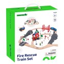 Tooky Toy Drewniana Kolejka Elektryczna Straż Pożarna Efekty Dźwiękowe 70 el. FSC