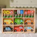 WOOPIE GREEN Zestaw Drewnianych Pojazdów i Znaków Drogowych 15 el.