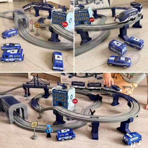 WOOPIE Kolejka Elektryczna Tor Samochodowy Komisariat Policji Helikopter Auta 92 el.