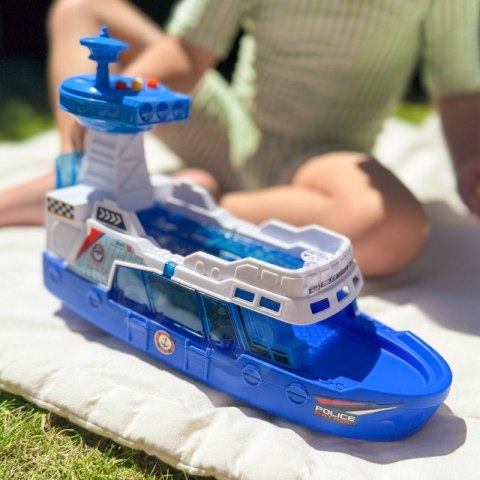 WOOPIE Łódź Policyjna Patrolowa Interaktywna - Skala 1:16 + Autka 3 szt.