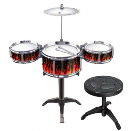 WOOPIE Perkusja Edukacyjna dla Dzieci 3 Bębny 1 Talerz + Taboret
