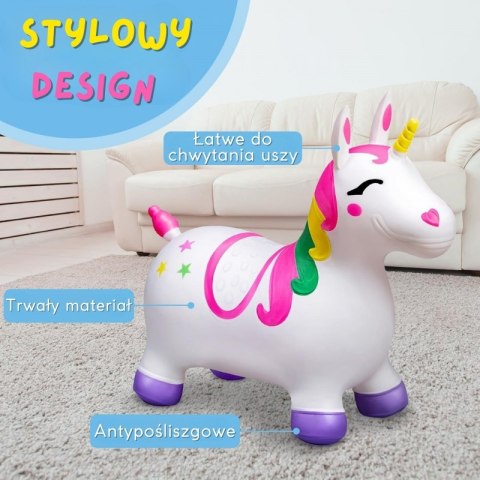 WOOPIE Skoczek Gumowy do Skakania Jednorożec Biały+ Pompka
