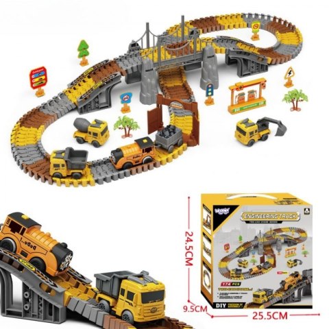 WOOPIE Tor Samochodowy XXL Kolejka Elektryczna Plac Budowy 174 el.