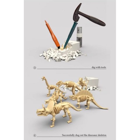 WOOPIE Zestaw Archeologiczny Wykopaliska Szkieletów Dinozaurów 6w1 Mały Archeolog
