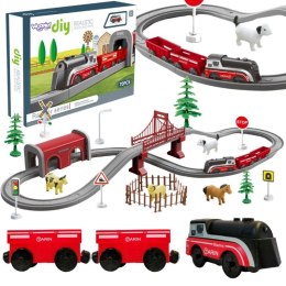 WOOPIE Zestaw Elektryczna Kolejka Lokomotywa Tor Farma Zwierzęta 70 el.