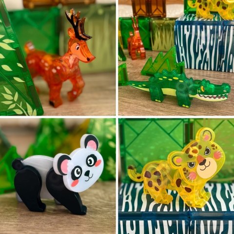 WOOPIE Klocki Magnetyczne Konstrukcyjne 3D Zestaw Edukacyjny Rzadkie Zwierzęta 45el.