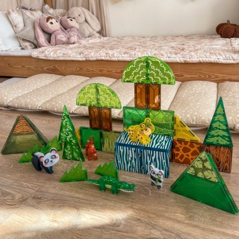 WOOPIE Klocki Magnetyczne Konstrukcyjne 3D Zestaw Edukacyjny Rzadkie Zwierzęta 45el.