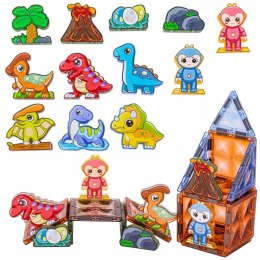 WOOPIE Klocki Magnetyczne Konstrukcyjne Świecące 3D Park Dinozaurów 124el.