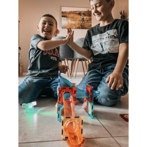 WOOPIE Klocki Magnetyczne Tor Kulkowy Świetlny Kulodrom 49 el.