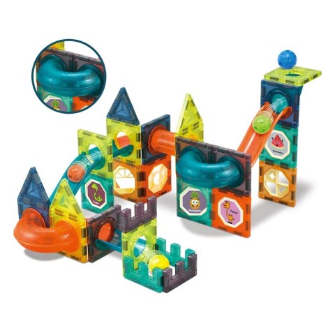 WOOPIE Klocki Magnetyczne Tor Kulkowy Świetlny Kulodrom 75 el.