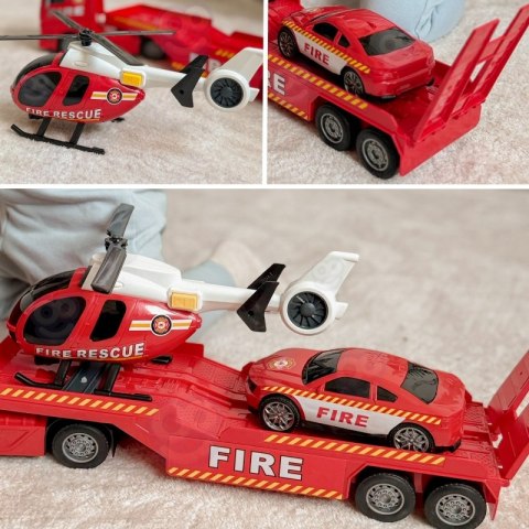 WOOPIE Zestaw Pojazdów Laweta Strażacka Helikopter Samochód Dźwięk Światła