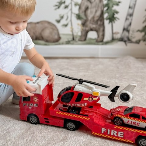 WOOPIE Zestaw Pojazdów Laweta Strażacka Helikopter Samochód Dźwięk Światła