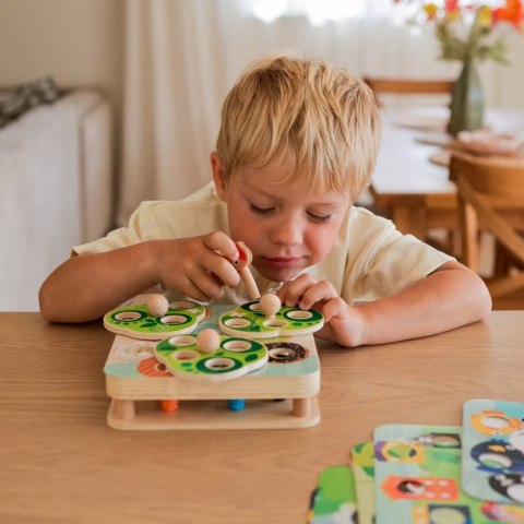 TOOKY TOY Drewniana Gra Zręcznościowa 2w1 Wyciągnij Robaczki dla Dzieci