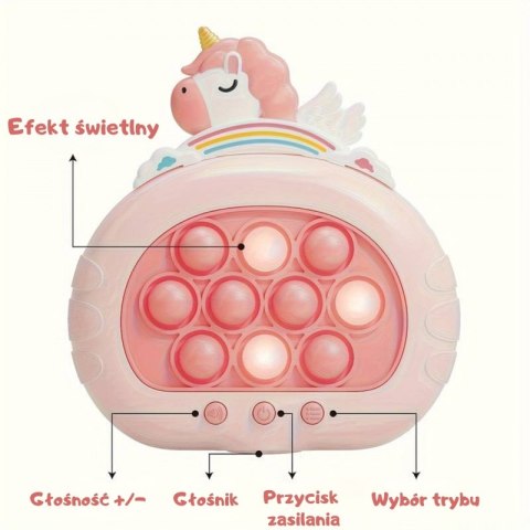 WOOPIE Gra POP IT Elektryczna Antystresowa Zręcznościowa Jednorożec