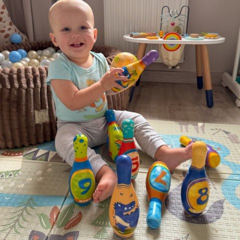 WOOPIE Gra Zręcznościowa Kręgle Miękkie Soft Dinozaury Zestaw 12el.