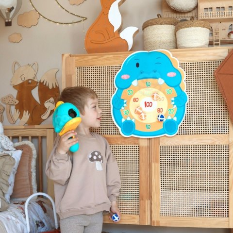 WOOPIE Gra w Rzutki Dart Pistolet Dinozaur na Kulki Rzepy Tarcza Punkty Strzelanie