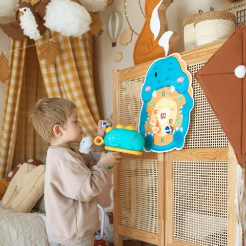 WOOPIE Gra w Rzutki Dart Pistolet Dinozaur na Kulki Rzepy Tarcza Punkty Strzelanie