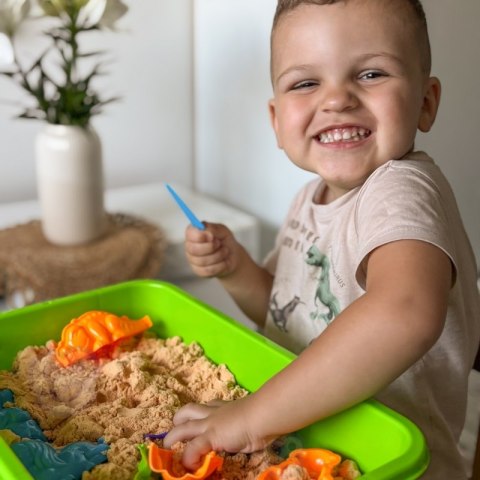 WOOPIE Piasek Kinetyczny 1,5 kg Zestaw XXL ZOO Safari Stolik z Foremkami