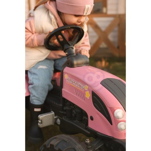 FALK Traktor Country Star Różowy na Pedały + Przyczepka i Klakson od 2 Lat.