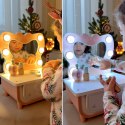 TOOKY TOY Drewniana Toaletka Motylek Akcesoria Lustro z Oświetleniem LED + Kosmetyki
